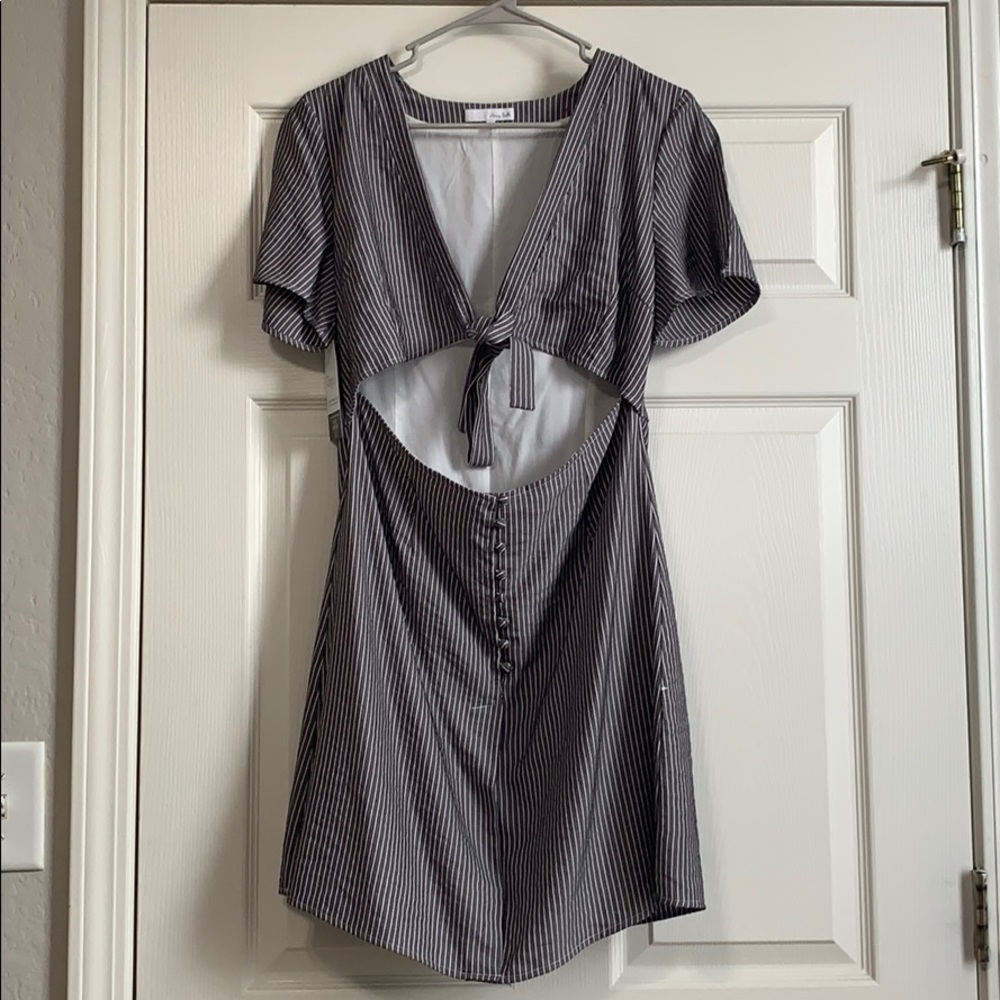 Gray & white striped dress